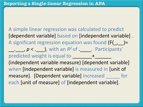 How to Report Simple Linear Regression Results in APA Style.